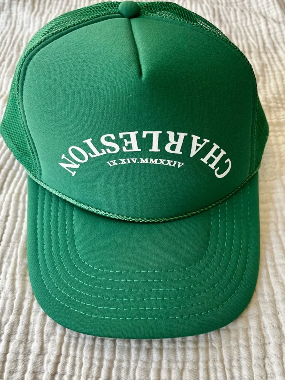 OTTO Green White Upsidr Down Charleston Trucker Hat Ball Cap